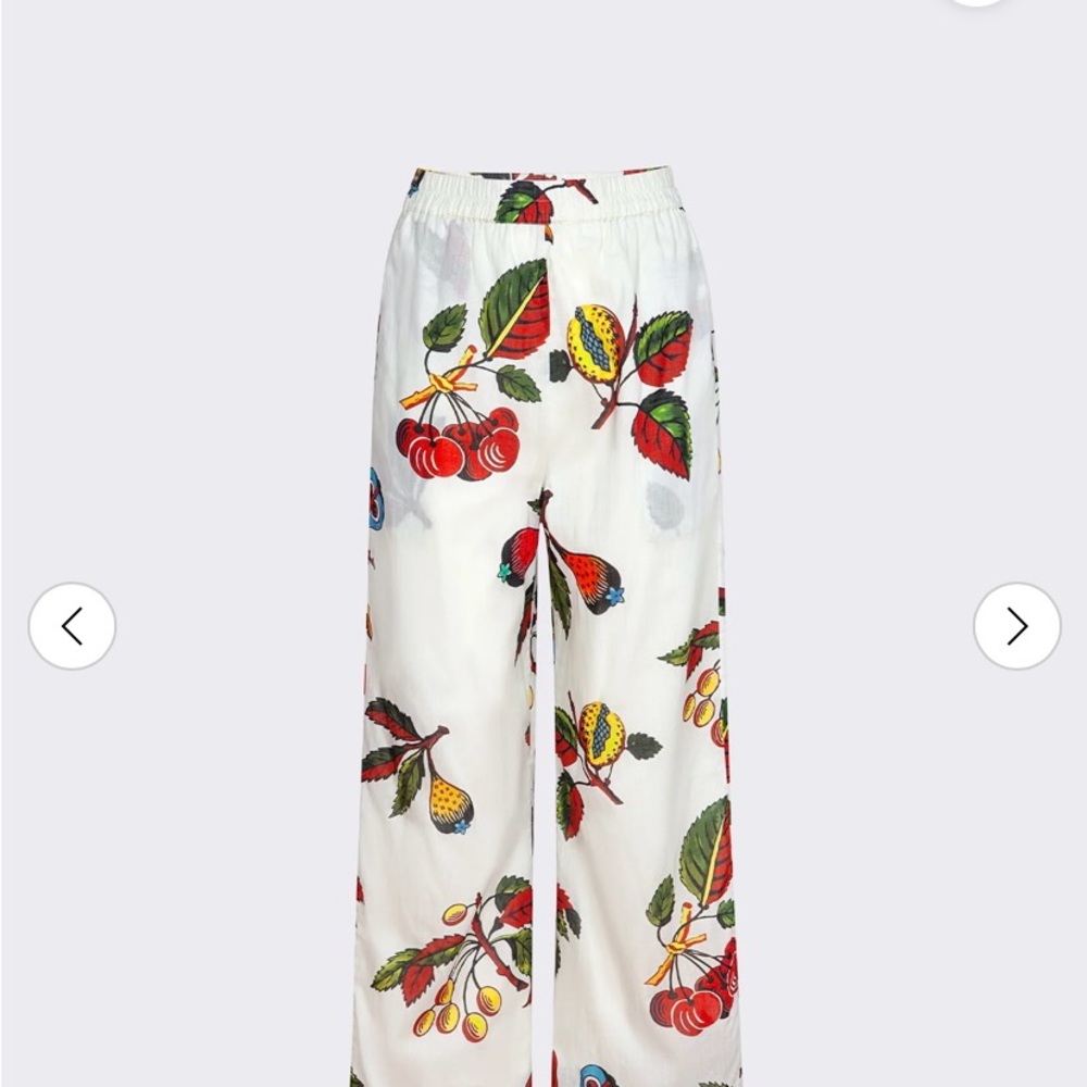 Fruit Print Wide-Leg Pants